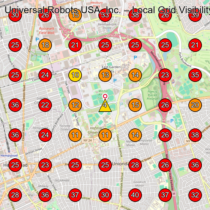 Universal Robots USA, Inc. GeoGrid visibility map for Industrial Equipment Supplier in Farmingdale